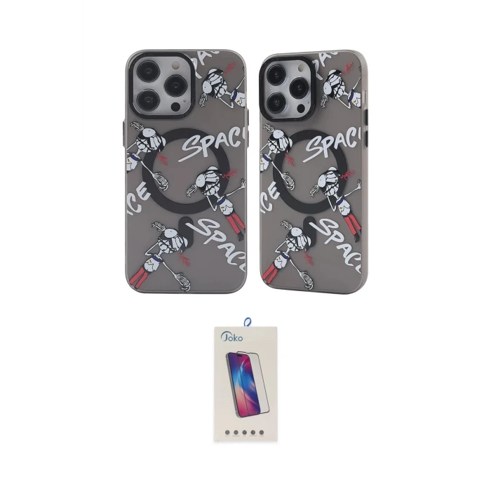 ieg™ iPhone 14 Pro Max Kılıf Nova Doku Koleksiyonu - Siyah Joko 5D Cam