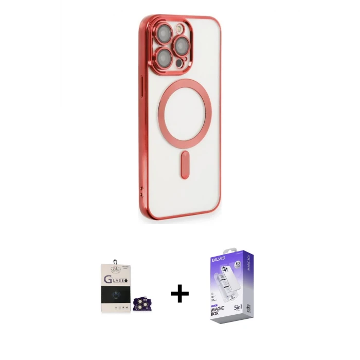 ieg™ iPhone 14 Pro Max Kılıf Nova Işık Özel Seri - Siyah Bilvis 5in1 3D Magic Cam Ekran Koruyucu + Bilvis Titan Kamera Lens - GD