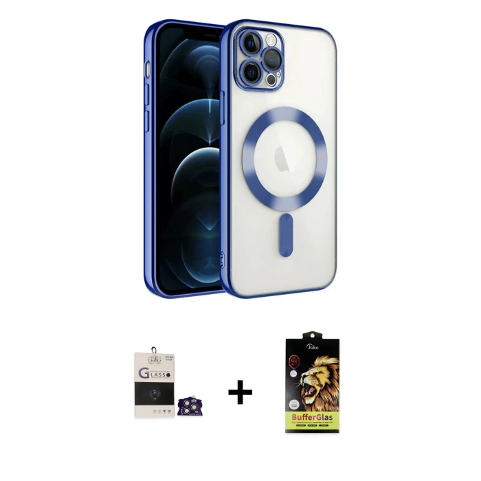ieg™ iPhone 14 Pro Max Kılıf Nova Işık Özel Seri - Siyah Buffer Cam Ekran Koruyucu + Bilvis Titan Kamera Lens - GS