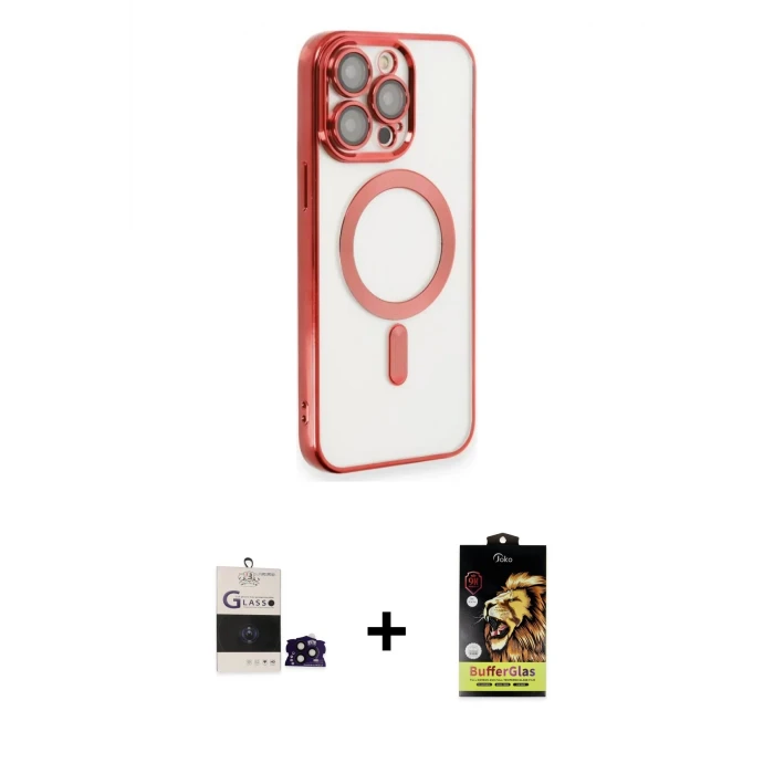 ieg™ iPhone 14 Pro Max Kılıf Nova Işık Özel Seri - Siyah Buffer Cam Ekran Koruyucu + Siyah Bilvis Titan Kamera Lens