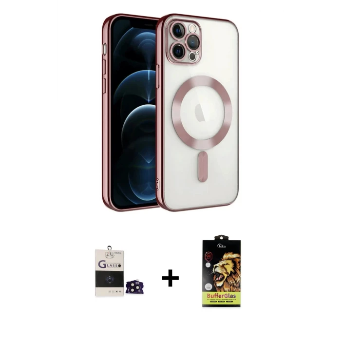 ieg™ iPhone 14 Pro Max Kılıf Nova Işık Özel Seri - Siyah Buffer Cam Ekran Koruyucu + Siyah Bilvis Titan Kamera Lens