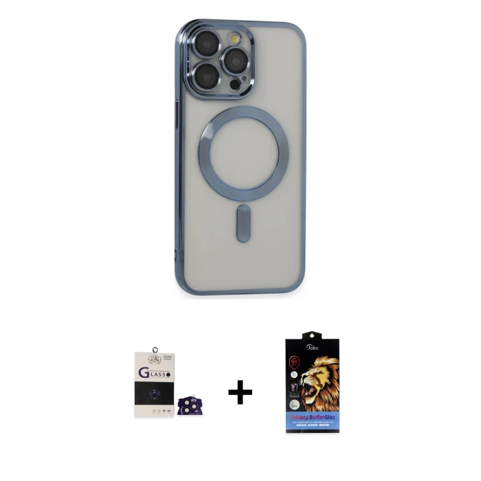 ieg™ iPhone 14 Pro Max Kılıf Nova Işık Özel Seri - Siyah Buffer Hayalet Cam Ekran Koruyucu + Bilvis Titan Kamera Lens - DNMR