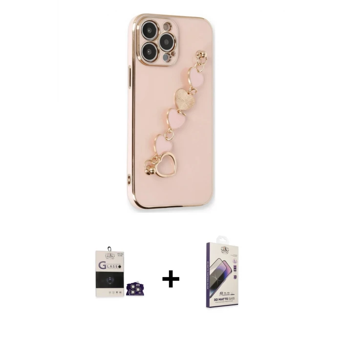 ieg™ iPhone 14 Pro Max Kılıf Nova Işık Prime - Siyah Bilvis 3D Mat Cam Ekran Koruyucu + Bilvis Titan Kamera Lens - GS
