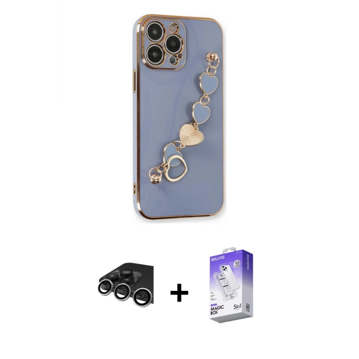ieg™ iPhone 14 Pro Max Kılıf Nova Işık Prime - Siyah Bilvis 5in1 3D Magic Cam Ekran Koruyucu + Gümüş Raze Metal Kamera Lens