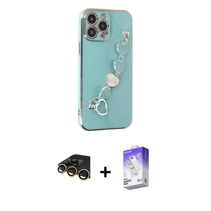 ieg™ iPhone 14 Pro Max Kılıf Nova Işık Prime - Siyah Bilvis 5in1 3D Magic Cam Ekran Koruyucu + Raze Metal Kamera Lens - GD