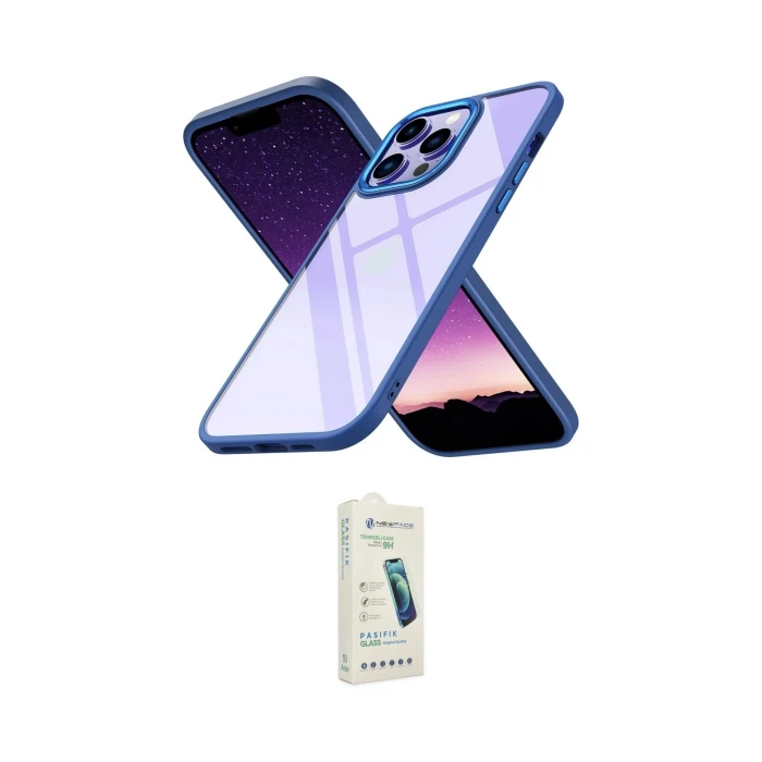 ieg™ iPhone 14 Pro Max Kılıf Nova Işık Serisi - Şeffaf Pasifik Cam Ekran Koruyucu