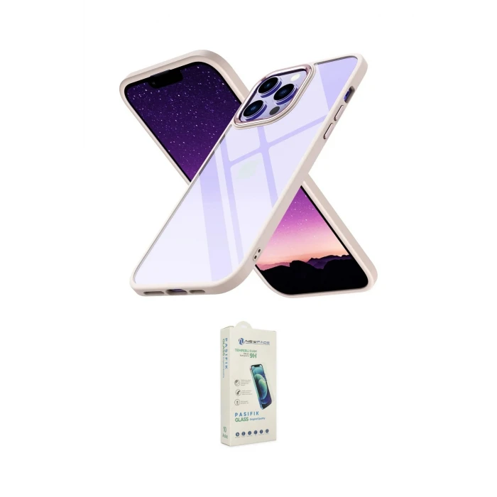 ieg™ iPhone 14 Pro Max Kılıf Nova Işık Serisi - Şeffaf Pasifik Cam Ekran Koruyucu