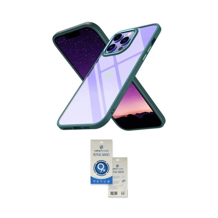 ieg™ iPhone 14 Pro Max Kılıf Nova Işık Serisi - Şeffaf Royal Nano Ekran Koruyucu
