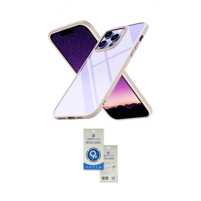 ieg™ iPhone 14 Pro Max Kılıf Nova Işık Serisi - Şeffaf Royal Nano Ekran Koruyucu
