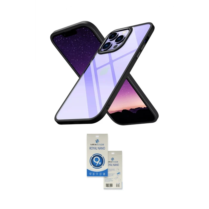 ieg™ iPhone 14 Pro Max Kılıf Nova Işık Serisi - Şeffaf Royal Nano Ekran Koruyucu