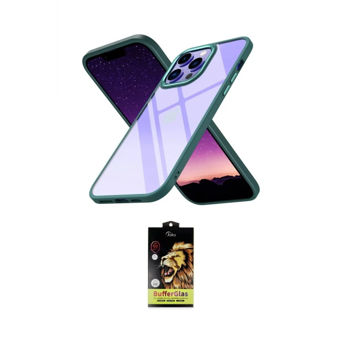 ieg™ iPhone 14 Pro Max Kılıf Nova Işık Serisi - Siyah Buffer Cam Ekran Koruyucu