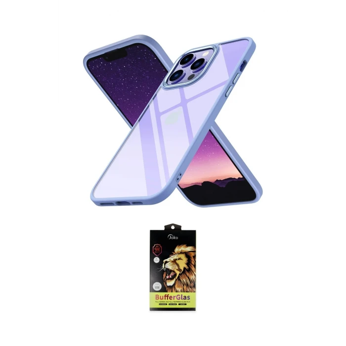 ieg™ iPhone 14 Pro Max Kılıf Nova Işık Serisi - Siyah Buffer Cam Ekran Koruyucu