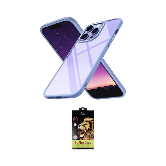 ieg™ iPhone 14 Pro Max Kılıf Nova Işık Serisi - Siyah Buffer Cam Ekran Koruyucu