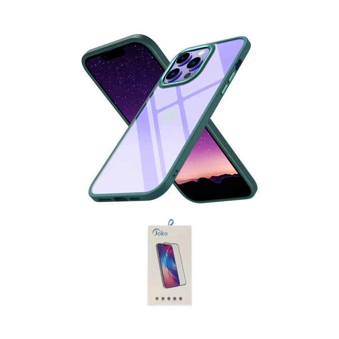 ieg™ iPhone 14 Pro Max Kılıf Nova Işık Serisi - Siyah Joko 5D Cam