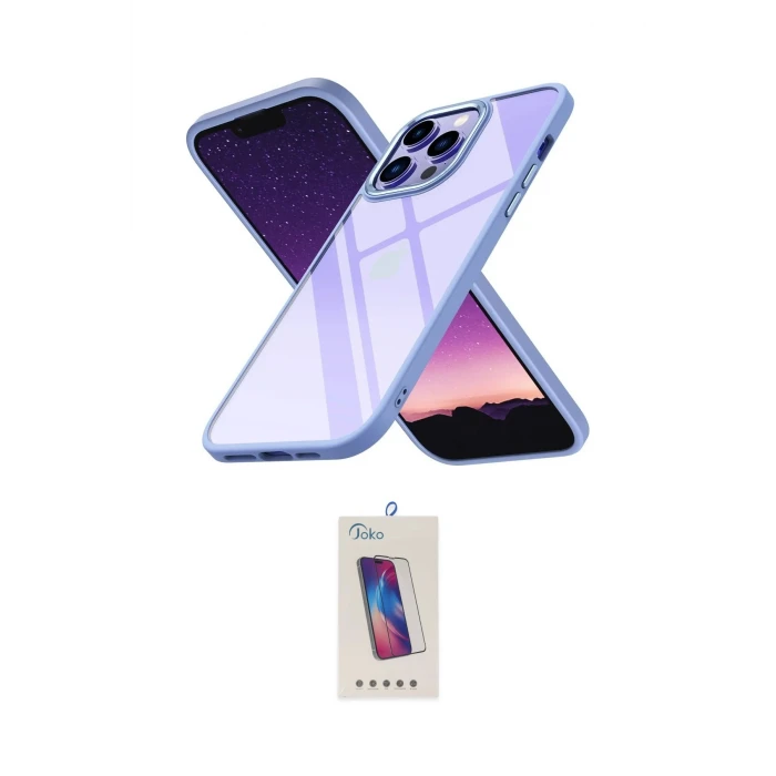 ieg™ iPhone 14 Pro Max Kılıf Nova Işık Serisi - Siyah Joko 5D Cam