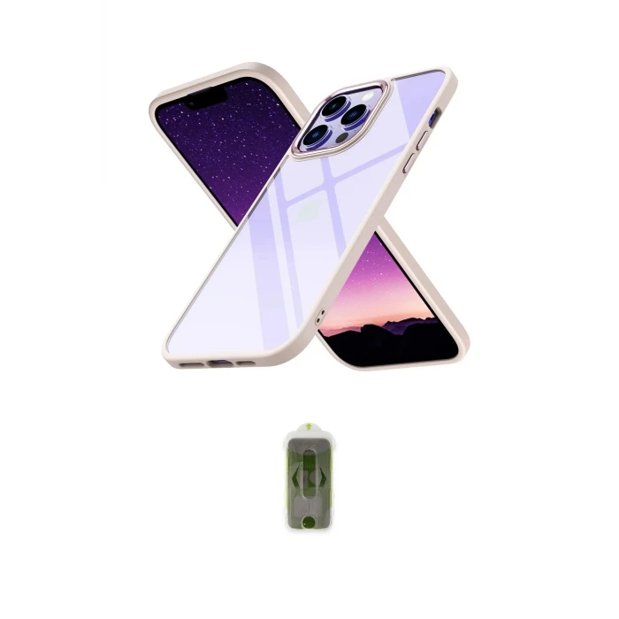 ieg™ iPhone 14 Pro Max Kılıf Nova Işık Serisi - Siyah Joko Magic 5D Hayalet Cam