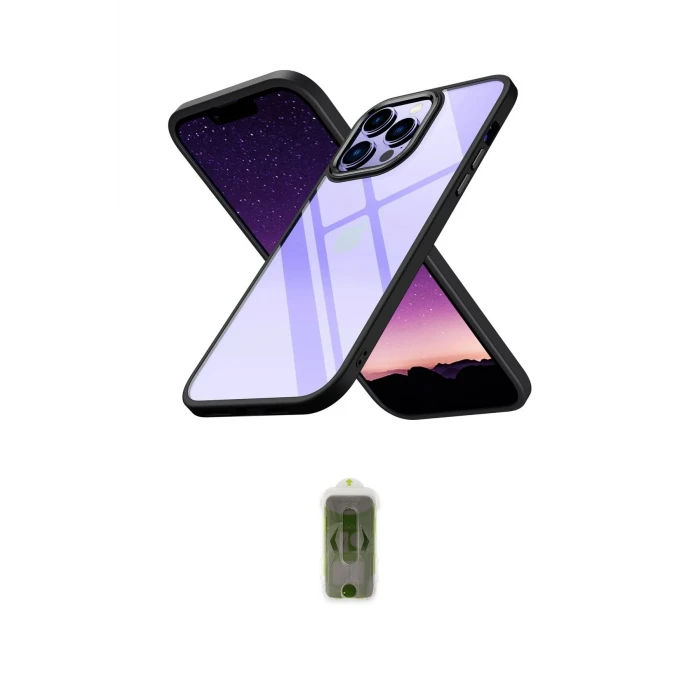 ieg™ iPhone 14 Pro Max Kılıf Nova Işık Serisi - Siyah Joko Magic 5D Hayalet Cam