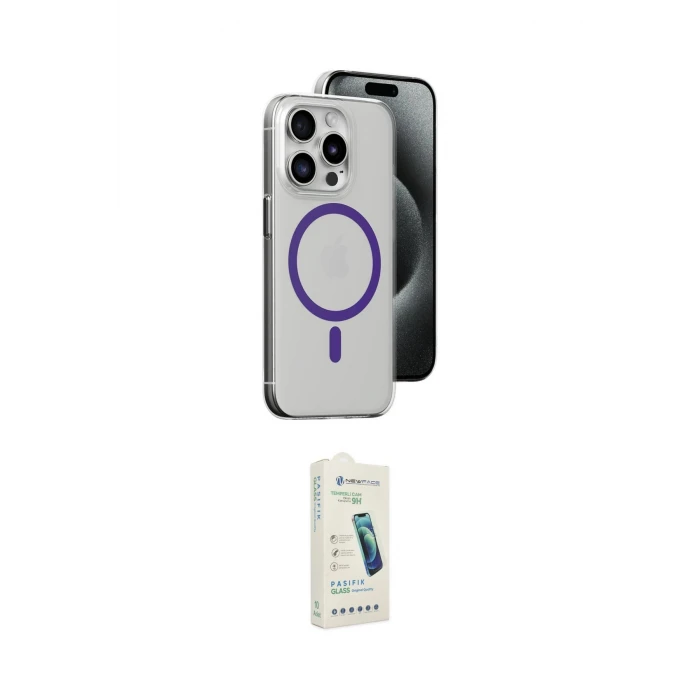 ieg™ iPhone 14 Pro Max Kılıf Odak Form Özel Seri - Şeffaf Pasifik Cam Ekran Koruyucu