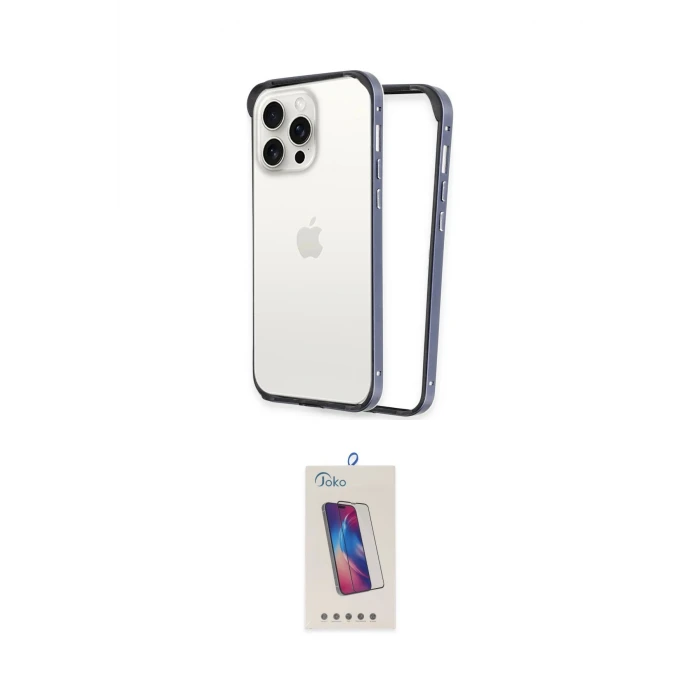 ieg™ iPhone 14 Pro Max Kılıf Pusula Asil Koleksiyonu - Siyah Joko 5D Cam
