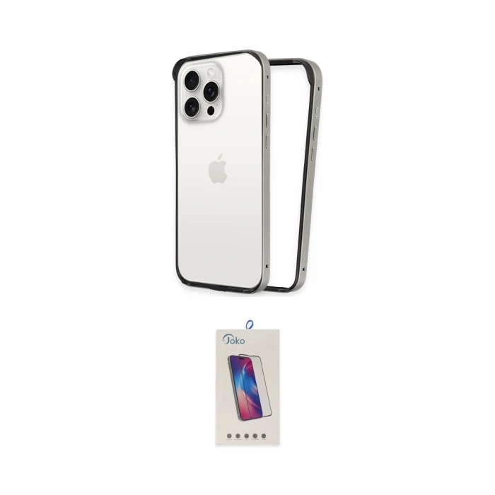 ieg™ iPhone 14 Pro Max Kılıf Pusula Asil Koleksiyonu - Siyah Joko 5D Cam