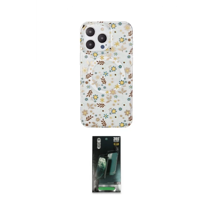 ieg™ iPhone 14 Pro Max Kılıf Pusula Form - Şeffaf 360 Full Body Arka Koruyucu