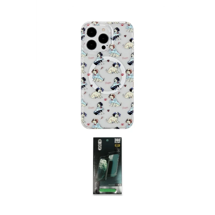 ieg™ iPhone 14 Pro Max Kılıf Pusula Form - Şeffaf 360 Full Body Arka Koruyucu