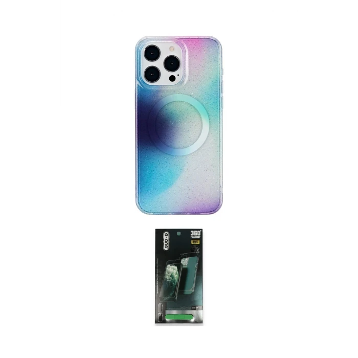 ieg™ iPhone 14 Pro Max Kılıf Pusula Form - Şeffaf 360 Full Body Arka Koruyucu