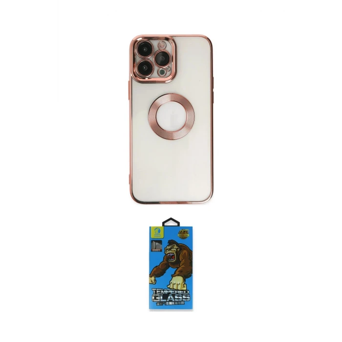 ieg™ iPhone 14 Pro Max Kılıf Pusula Form - Siyah 18D Cam Ekran Koruyucu