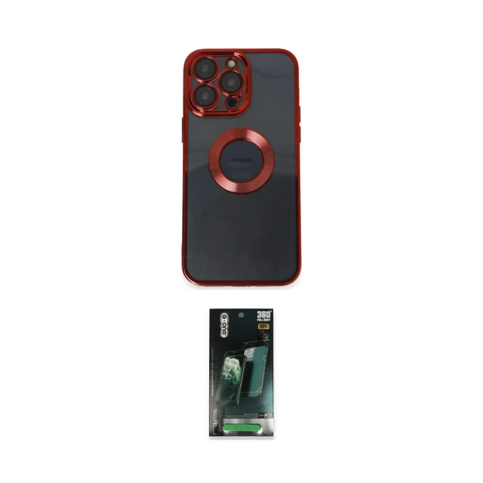 ieg™ iPhone 14 Pro Max Kılıf Pusula Form - Siyah 360 Mat Full Body Arka Koruyucu