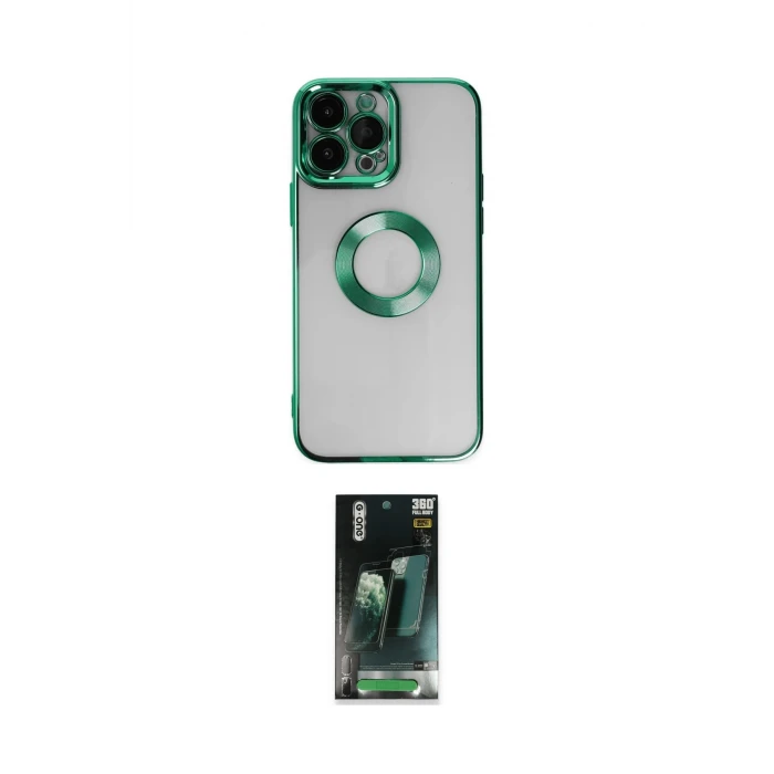 ieg™ iPhone 14 Pro Max Kılıf Pusula Form - Siyah 360 Mat Full Body Arka Koruyucu