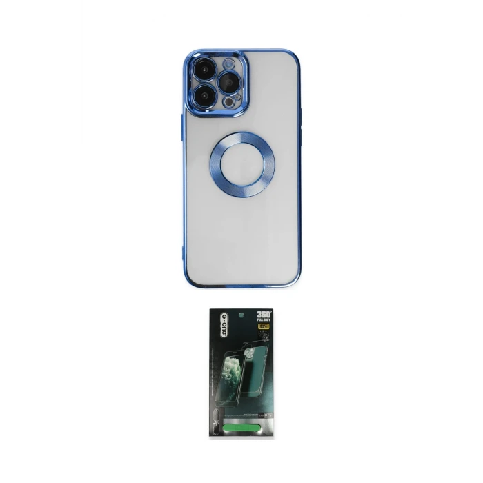 ieg™ iPhone 14 Pro Max Kılıf Pusula Form - Siyah 360 Mat Full Body Arka Koruyucu