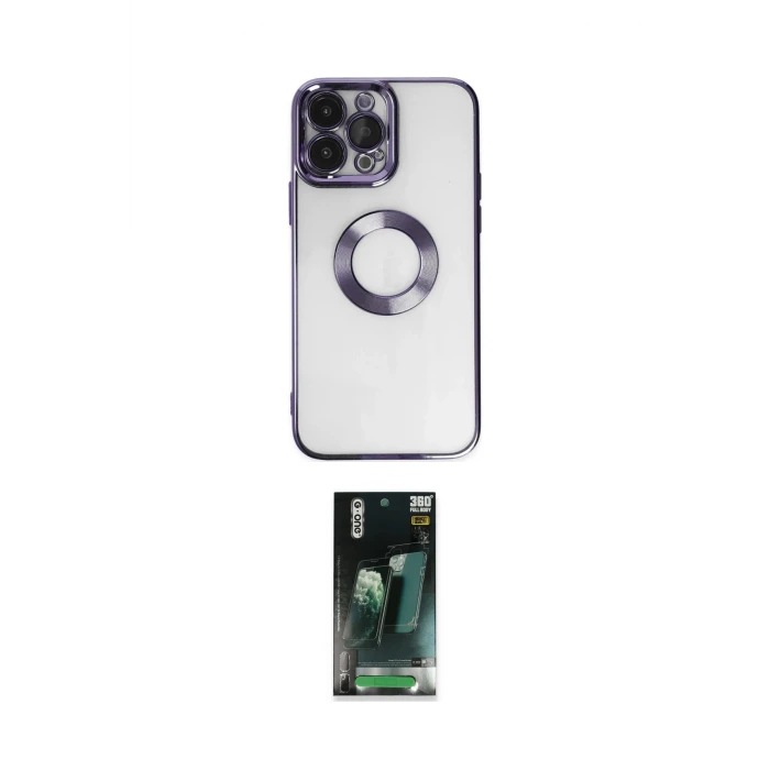 ieg™ iPhone 14 Pro Max Kılıf Pusula Form - Siyah 360 Mat Full Body Arka Koruyucu