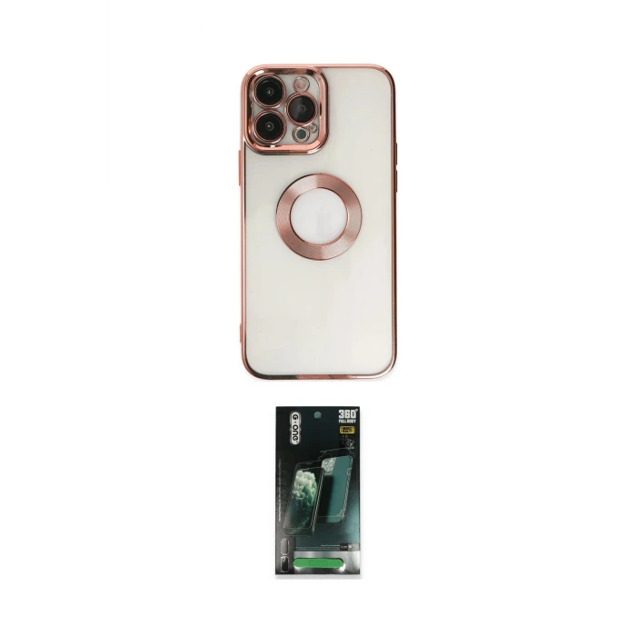 ieg™ iPhone 14 Pro Max Kılıf Pusula Form - Siyah 360 Mat Full Body Arka Koruyucu