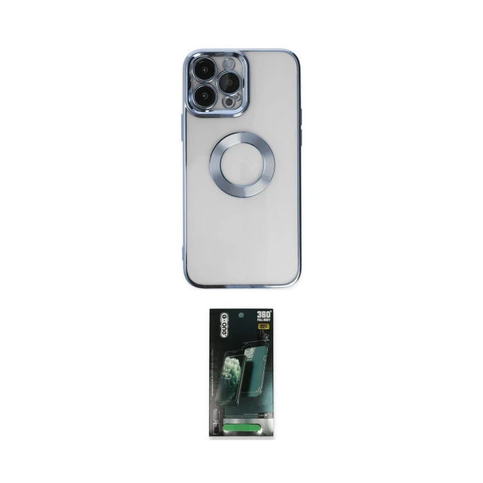 ieg™ iPhone 14 Pro Max Kılıf Pusula Form - Siyah 360 Mat Full Body Arka Koruyucu