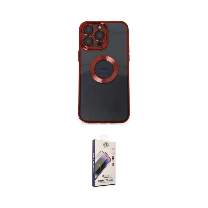 ieg™ iPhone 14 Pro Max Kılıf Pusula Form - Siyah Bilvis 3D Mat Cam Ekran Koruyucu
