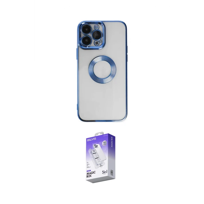 ieg™ iPhone 14 Pro Max Kılıf Pusula Form - Siyah Bilvis 5in1 3D Magic Cam Ekran Koruyucu