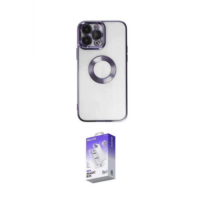 ieg™ iPhone 14 Pro Max Kılıf Pusula Form - Siyah Bilvis 5in1 3D Magic Cam Ekran Koruyucu