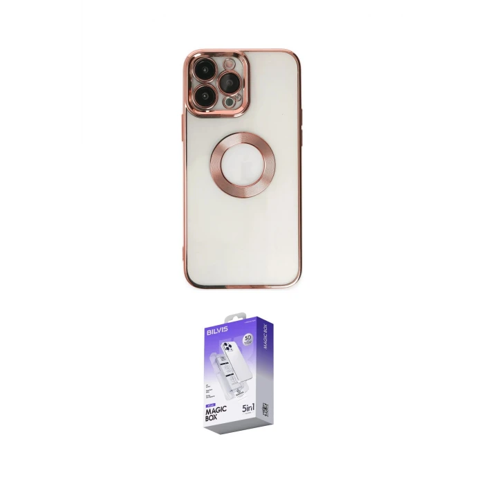 ieg™ iPhone 14 Pro Max Kılıf Pusula Form - Siyah Bilvis 5in1 3D Magic Cam Ekran Koruyucu