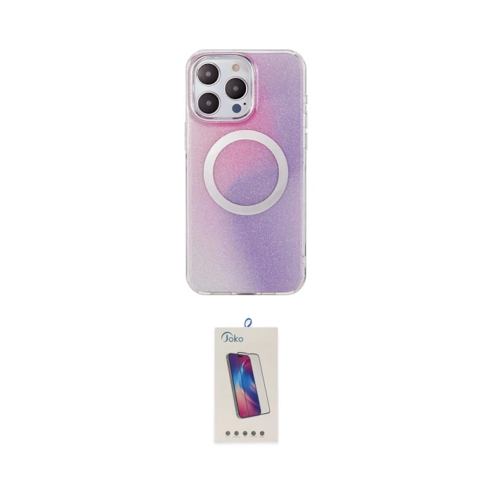 ieg™ iPhone 14 Pro Max Kılıf Pusula Form - Siyah Joko 5D Cam