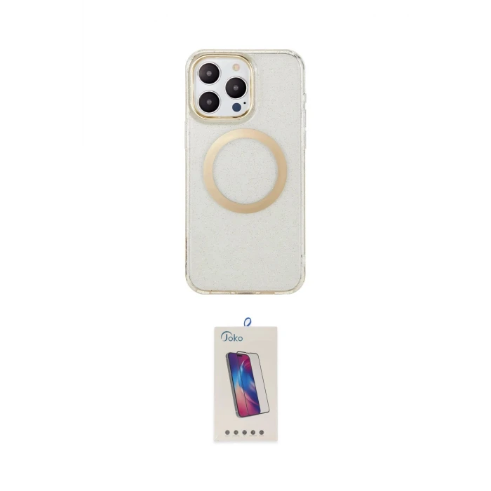 ieg™ iPhone 14 Pro Max Kılıf Pusula Form - Siyah Joko 5D Cam