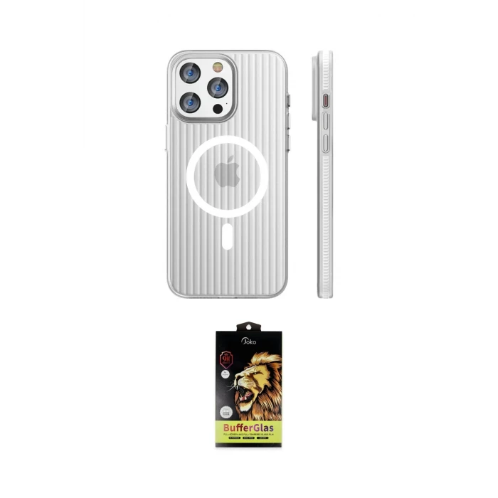 ieg™ iPhone 14 Pro Max Kılıf Pusula Minimal Koleksiyonu - Siyah Buffer Cam Ekran Koruyucu