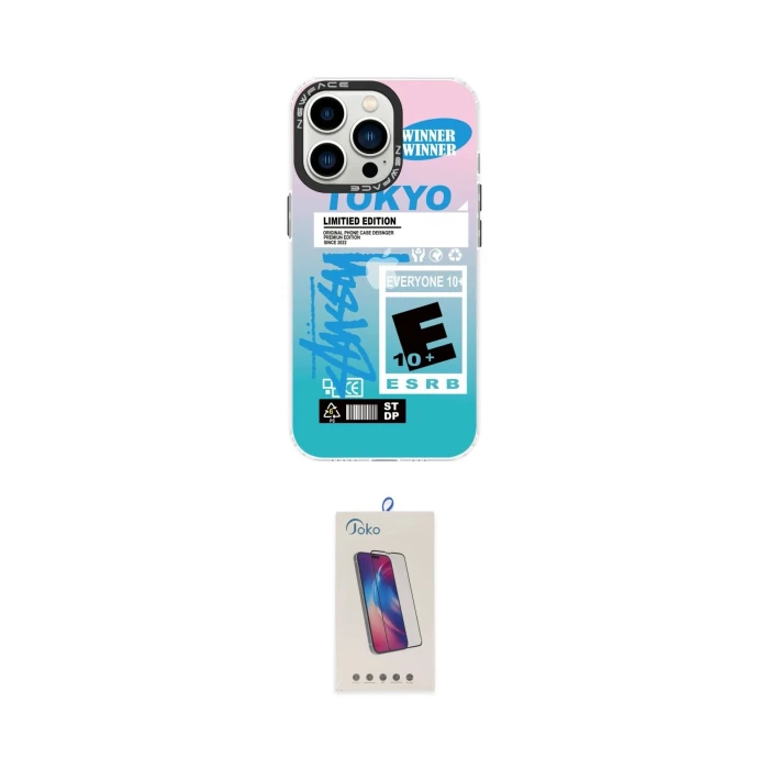 ieg™ iPhone 14 Pro Max Kılıf Siluet Çizgi Koleksiyonu - Siyah Joko 5D Cam