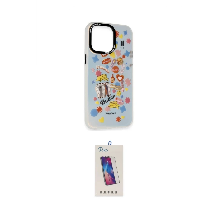 ieg™ iPhone 14 Pro Max Kılıf Siluet Çizgi Koleksiyonu - Siyah Joko 5D Cam