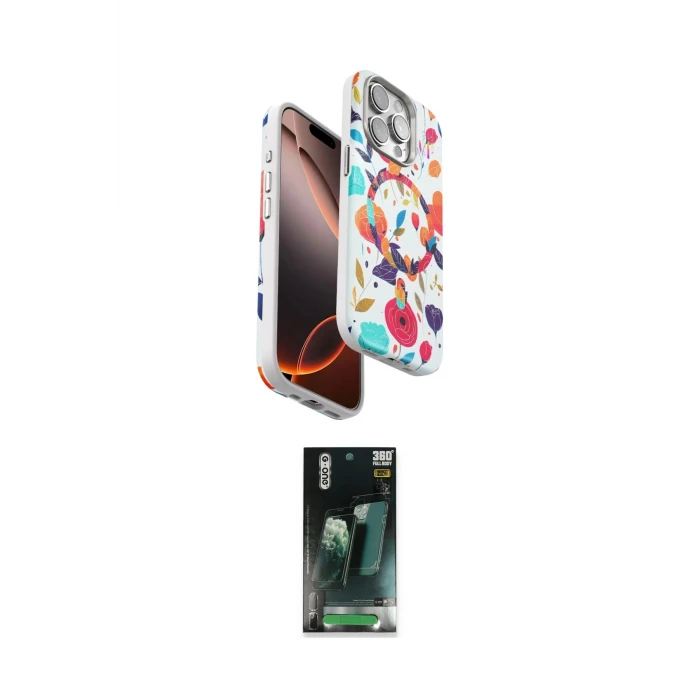 ieg™ iPhone 14 Pro Max Kılıf Siluet Doku - Siyah 360 Mat Full Body Arka Koruyucu