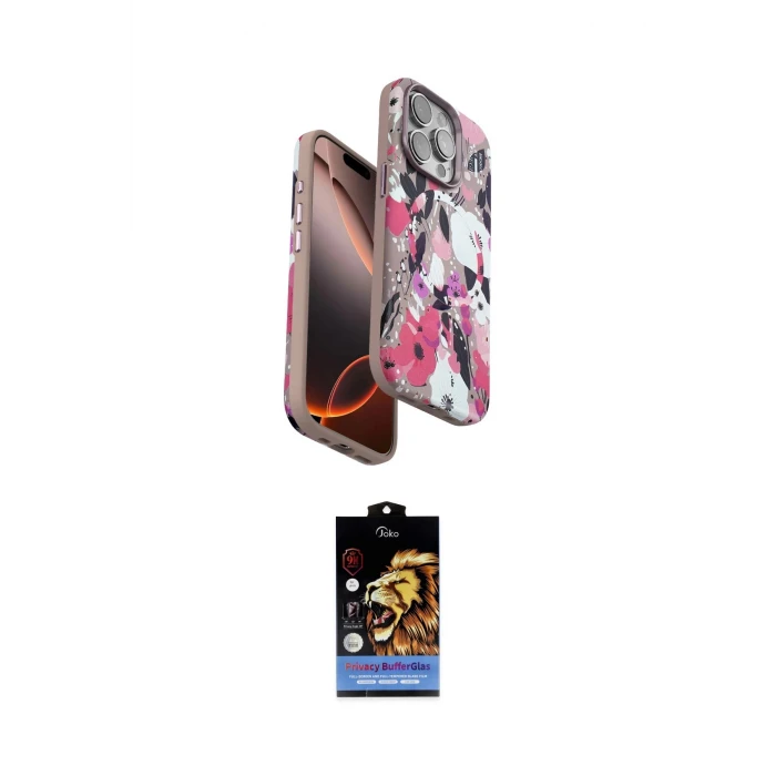 ieg™ iPhone 14 Pro Max Kılıf Siluet Doku - Siyah Buffer Hayalet Cam Ekran Koruyucu
