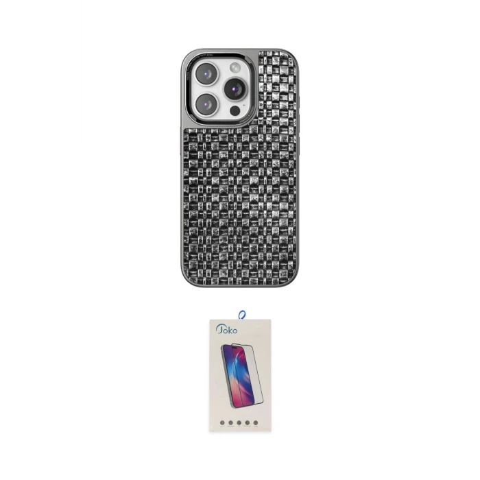 ieg™ iPhone 14 Pro Max Kılıf Siluet Form Serisi - Siyah Joko 5D Cam