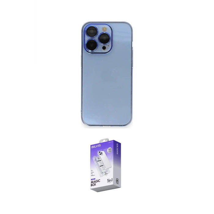 ieg™ iPhone 14 Pro Max Kılıf Siluet Minimal Özel Seri - Siyah Bilvis 5in1 3D Magic Cam Ekran Koruyucu