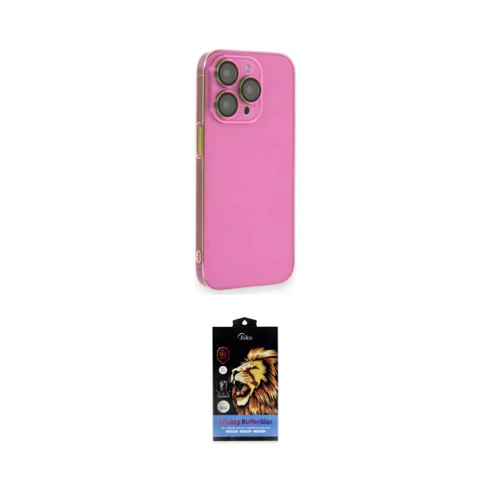 ieg™ iPhone 14 Pro Max Kılıf Siluet Minimal Özel Seri - Siyah Buffer Hayalet Cam Ekran Koruyucu