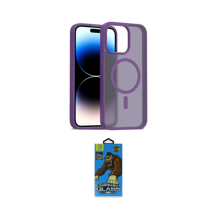 ieg™ iPhone 14 Pro Max Kılıf Siluet Minimal Prime - Siyah 18D Cam Ekran Koruyucu