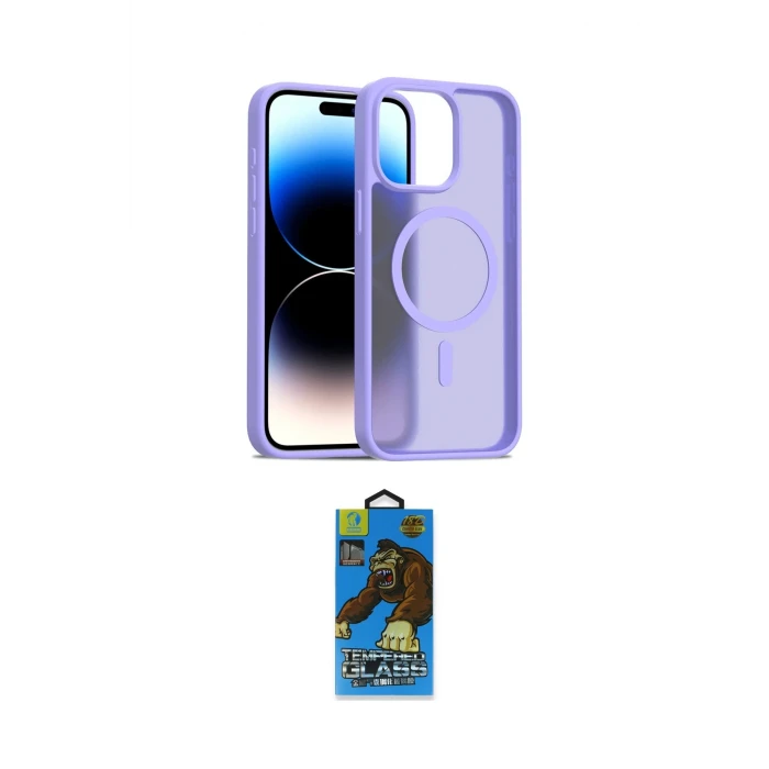 ieg™ iPhone 14 Pro Max Kılıf Siluet Minimal Prime - Siyah 18D Cam Ekran Koruyucu